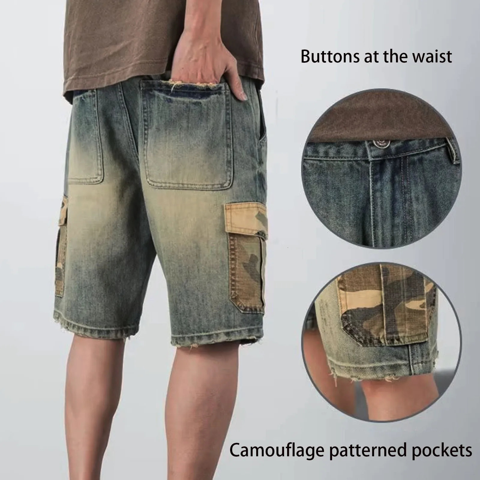 Product shorts mens casual denim with pockets plus size Ropa De Hombre pants 250211