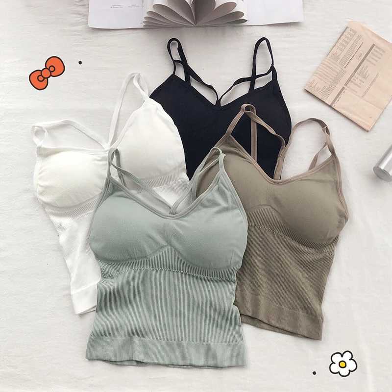 Women Cotton Lingerie Push Up Bra Sexy V Neck Tube Top Fashion Solid Color Underwear Fe Soft Brassreie With Chest PadXJ250212