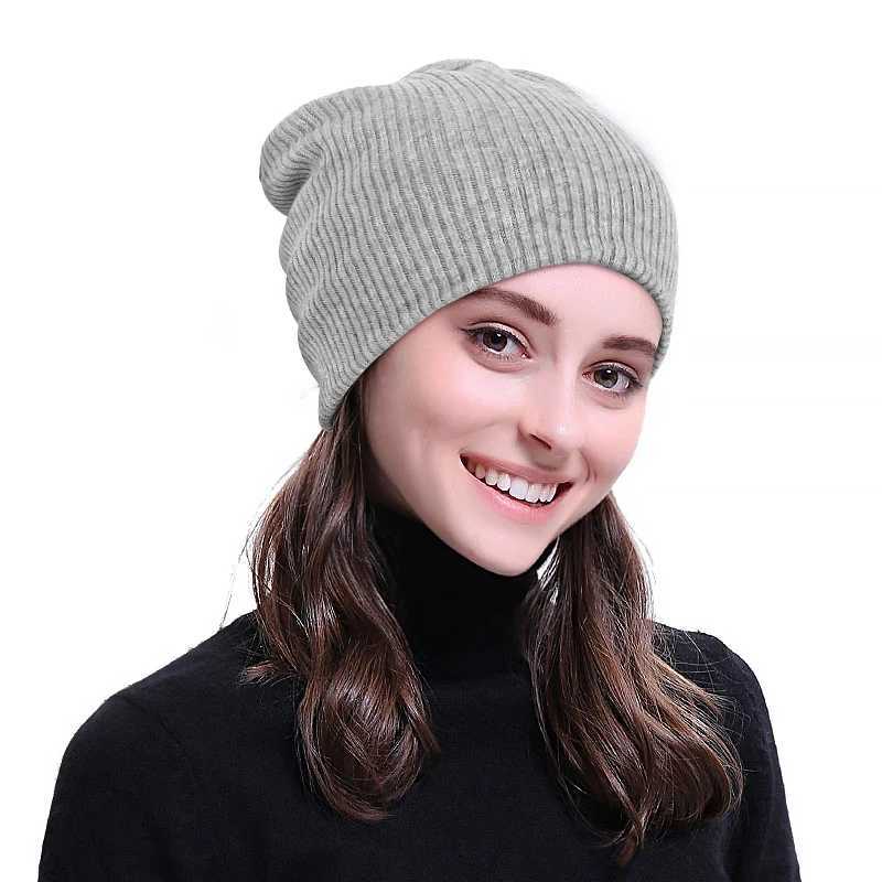 Geebro Wen Fashion Stretch Ribbed Slouchy Beanies Hat Men Winter Autumn Baggy Spring Striped Knitted Sklies Warm Hats Caps X250212