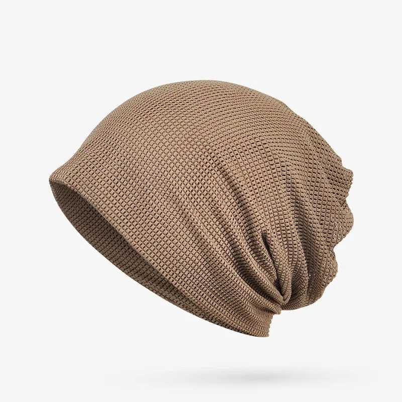 COKK Summer Beanie Hat Wen Men Unisex Solid Mesh Breathable Turban Hat wear Baggy Cap wrap Hariband Bonnet Femme Hat X250212