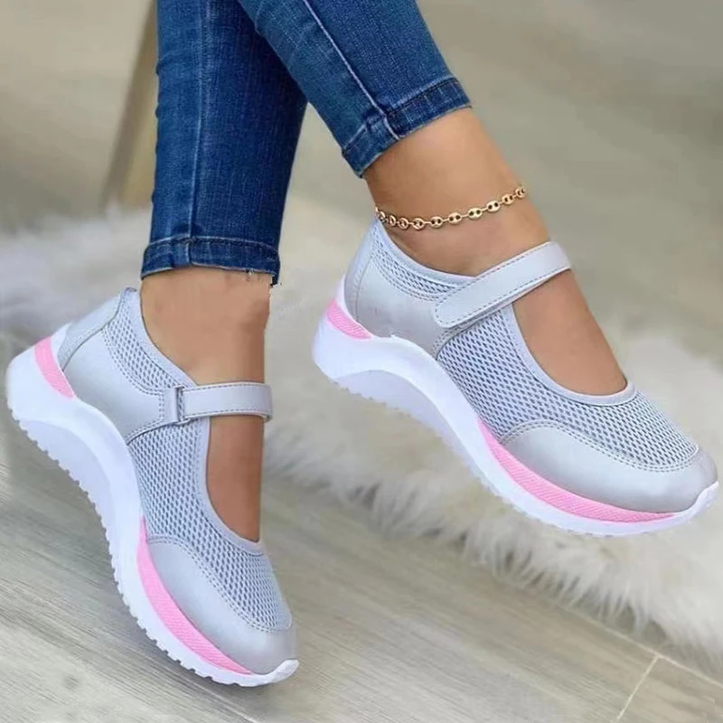 Round Head Knitted Womens Thick Sole Single Shoes Womens Large Size 36-43 Grid Casual Womens Shoes Sneakers Women 250221