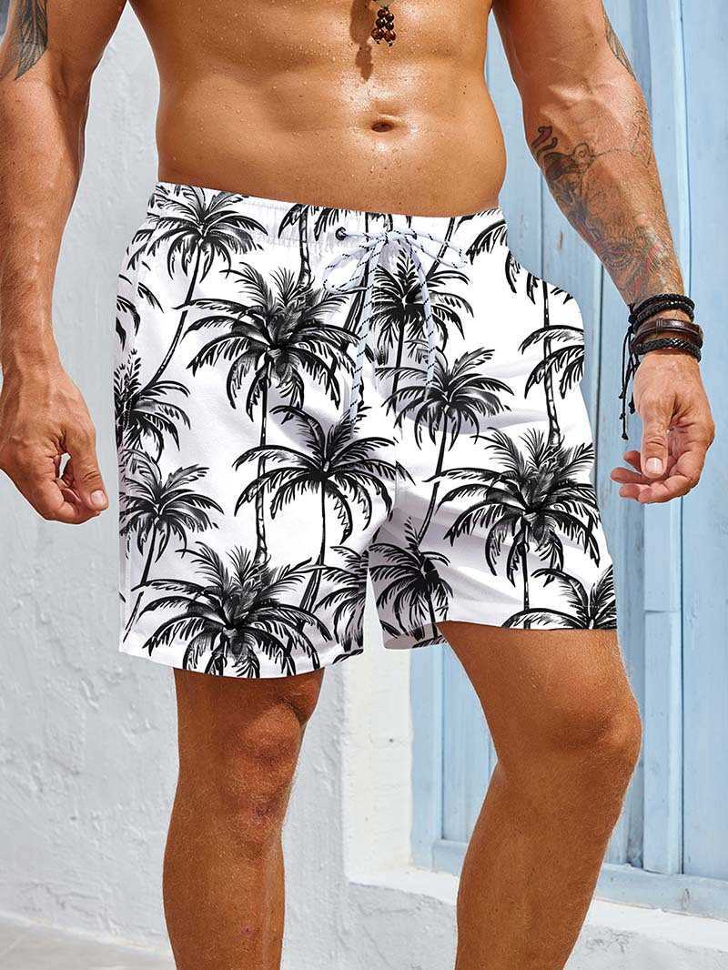 Mens Coconut Tree Beach Pants Hip Hop Style Beach Pants Quick Drying Can Go Water Hawaii Beach W250212