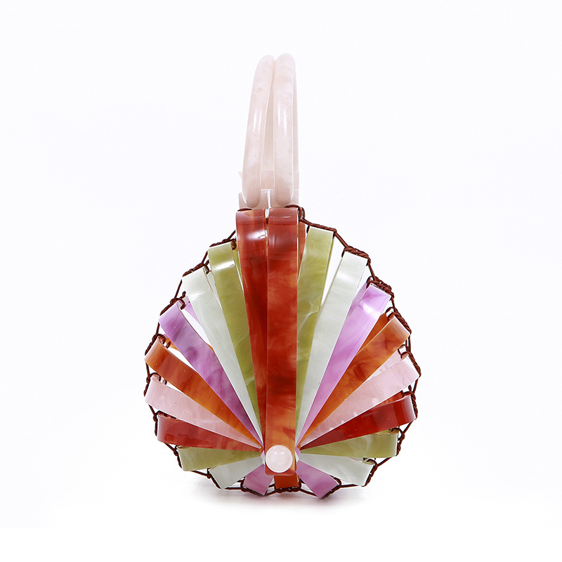 Acrylic Basket Vacation Beach Bag - Foldable Hollow Handbag with Shell Design