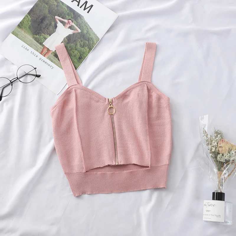 Heliar Women Y2k Camis Summer Slim Tank Top Cropped Women Zipper Flexible Camisoles Solid Color Crop Tops Women SummerXJ250212