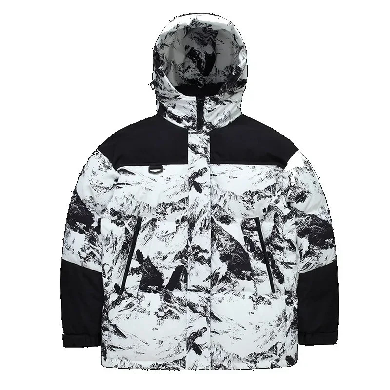 Short Down Jacket Men Hooded Splicing Trend Fashion Loose Couple Puffer Coat Thickened Winter Top White Duck Jackets Male 250109Z