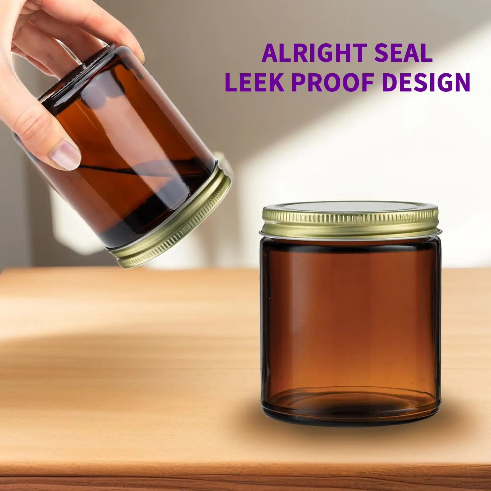 12 Pack Amber Glass Jars with Lids 8 Oz Glass Jars Small Canning Jar for Making Candles Food Storage Spices 250211