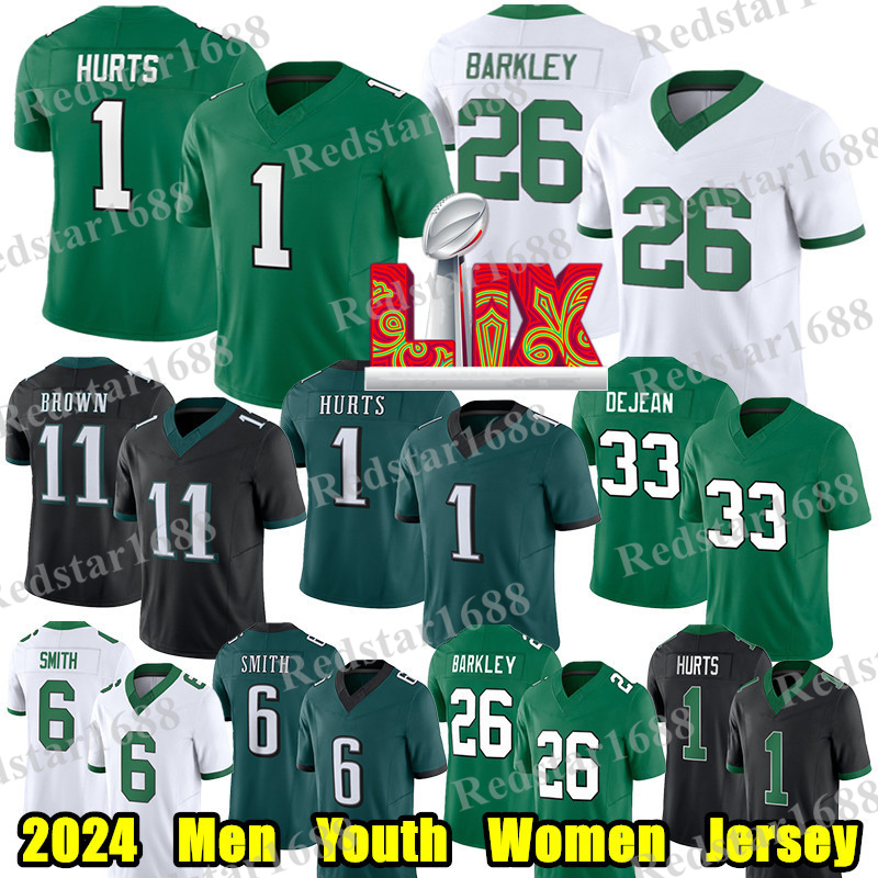 Saquon Barkley Jalen Hurts Football Jerseys DeVonta Smith Cooper DeJean Jalen Carter Brown Brian Dawkins Brandon Quinyon Mitchell Goedert Jeremiah Kenny Pickett