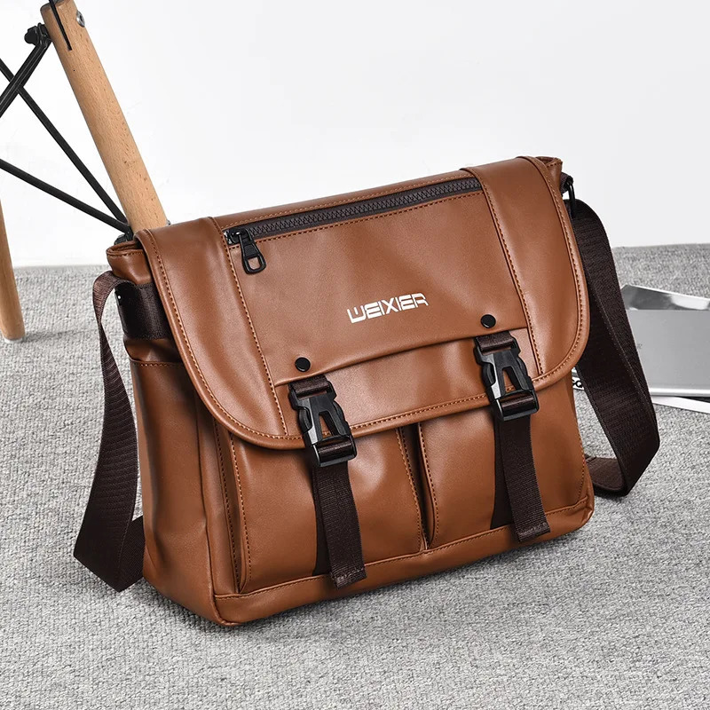MenS Messenger Shoulder Bag Briefcase PU Leather Crossbody Porter Side Pouch Essentials Cross Male Office Bag Husband 250207