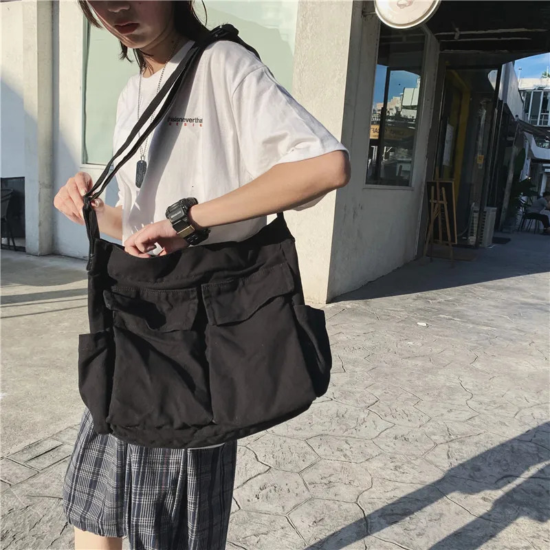 Womens School Messenger Bags For Women Shoulder Ladies Handbag Solid Large Capacity Casual Canvas Shoulder Female Bags 250207