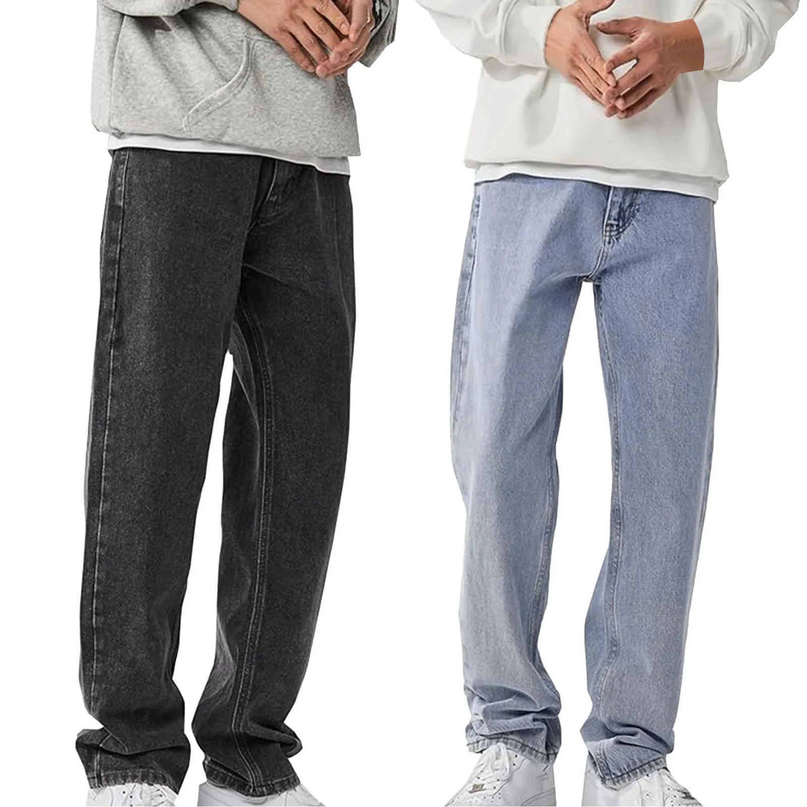 Mens Jeans Denim Pants Fashion Y2k Baggy Streetwear Hip Hop Korean Style Straight Trousers Male Clothes 250210