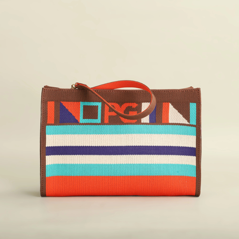 PG PATSY G Unique Style Design Shopping Colorful Striped Fashion Handbag