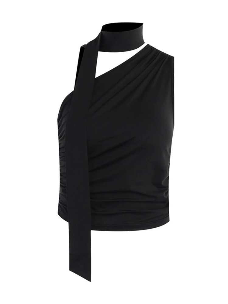 Backless Sexy Off Shoulder Halter Tank Tops Women Vintage Sveless Crop Top Y2K Clothes Club Fe Casual Summer 2023XJ250212