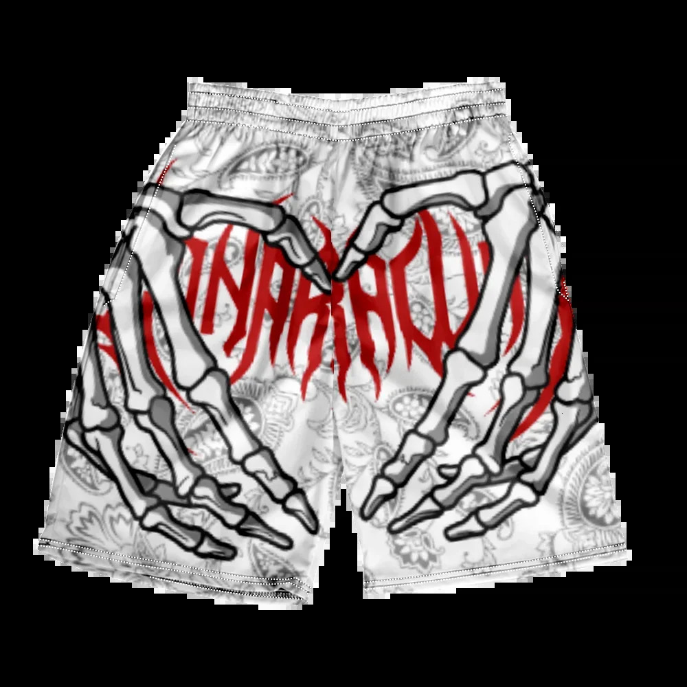 2024 Summer Classic Skull Beach Short Pants Fashion Skeleton Hand Print Men Women Gym Shorts Quick Drying Trunks Ice 250211Z