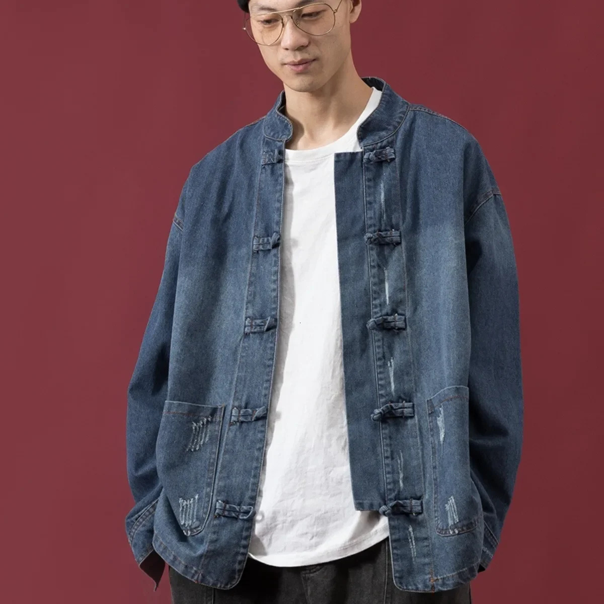 Chinese Style Denim Jacket For Men And Women Loose Fit Sensible Niche Clothing Top One Piece Agent 250211