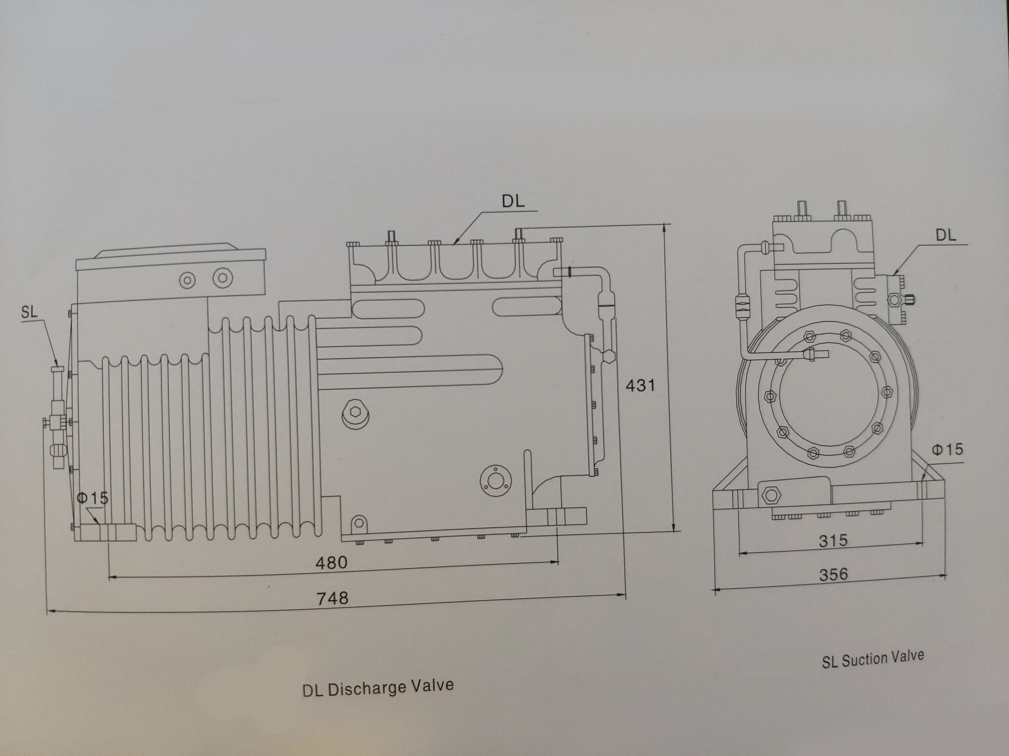 Semi-Closed Piston Refrigeration Compressor C-1500