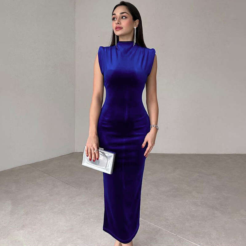 Women's summer product fashion slim fit back slit round neck sleeveless dress wholesale 2025 temperament versatile new trend clothing ins
