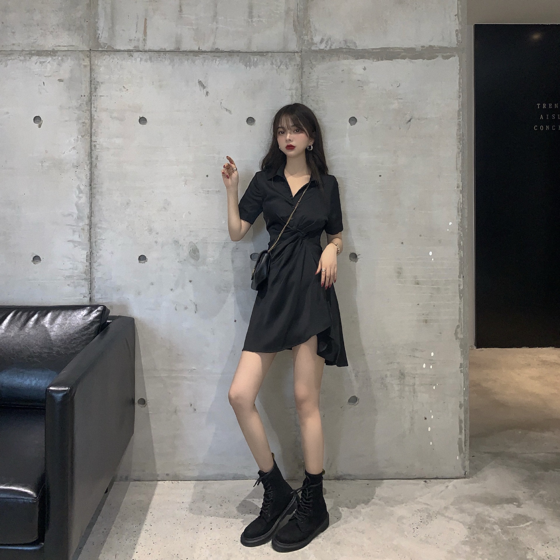 F3105 Little black dress for women 2025 new design waist slimming short dress wholesale