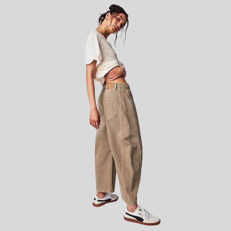 New European and American fashion casual women's loose wide-leg pants medium and low waist washed denim trousers