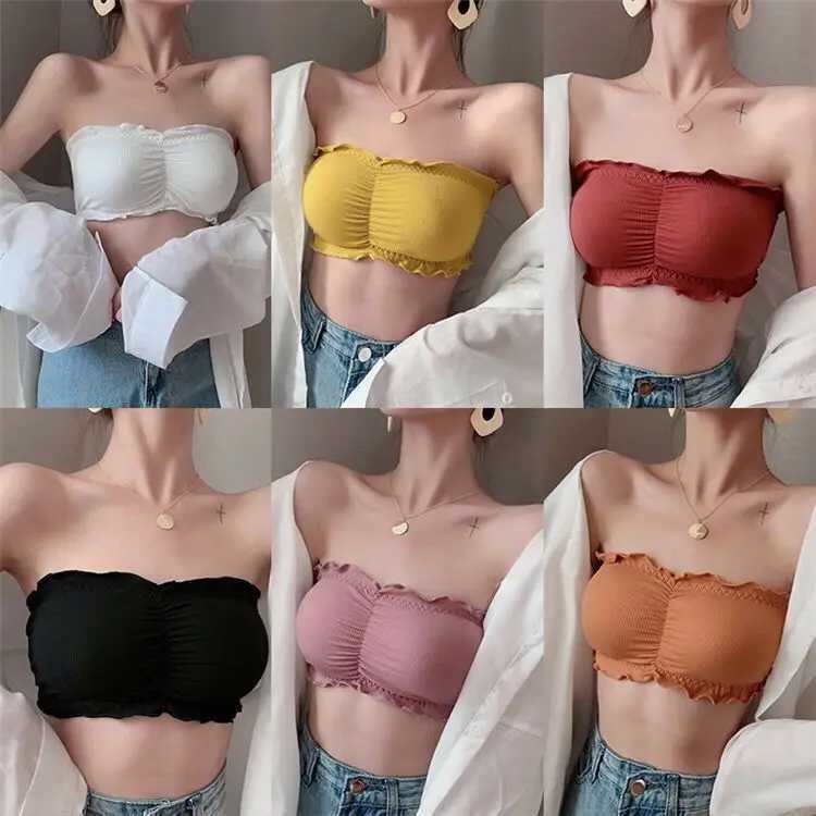 One-piece Tube Tops Women Intimates Basic Black White Orange Yellow Pink Womens Strapless Bra Bandeau Tube Top Underwear TubetopXJ250212