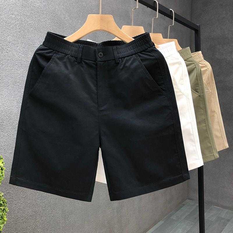 Casual Zipper Button Shorts Mens Ins Loose Trendy Straight Tube Half Elastic Waist Wear Slim Fit Five Part Pants W250212