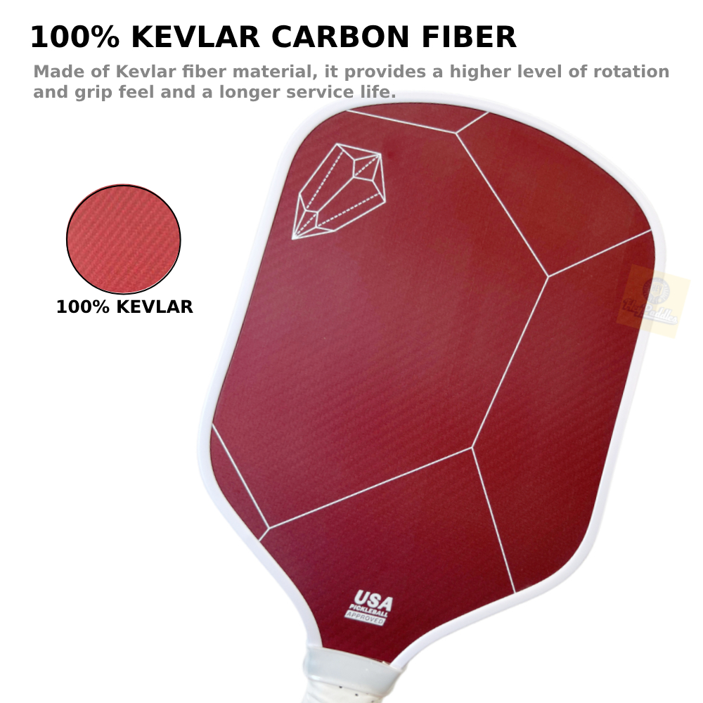 Red Kevlar 16mm Thermoformed Pickleball Paddle Classic Hybrid Cross Weave Shape Paddles Provides Advanced Power for Beginners