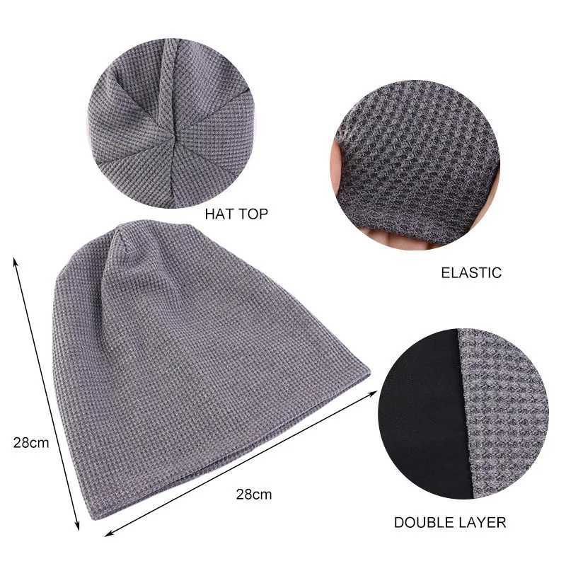 Double Fabric Cotton waffle pattern Autumn Early Winter Sklies Beanies X250212