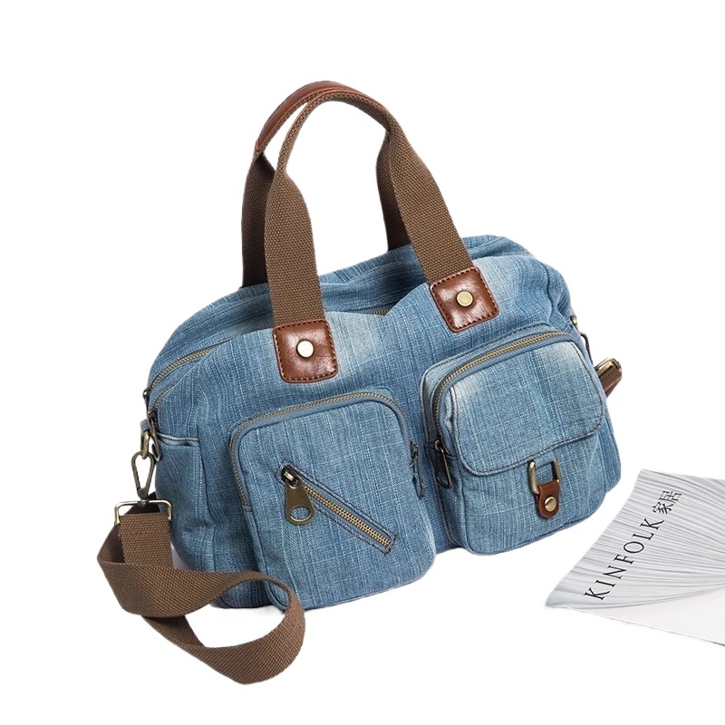 Casual Denim Women Handbag High Quality Jeans Female Crossbody Vintage Big Totes Travel Shoulder Bag Large Bolsa Blue
