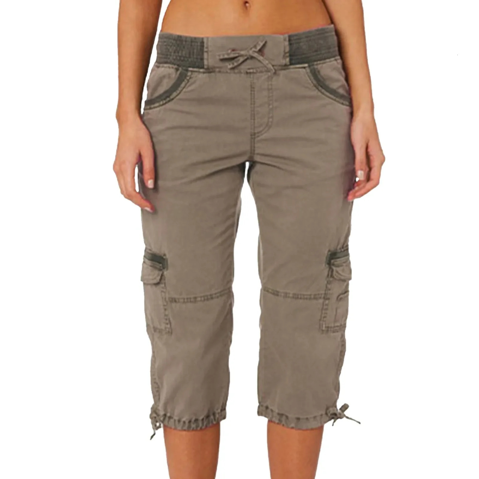 Multi Pocket Trousers Outdoor Y2k Cargo Pant Streetwear Sports Cropped Pants Overalls Thin Loose Shorts 250211