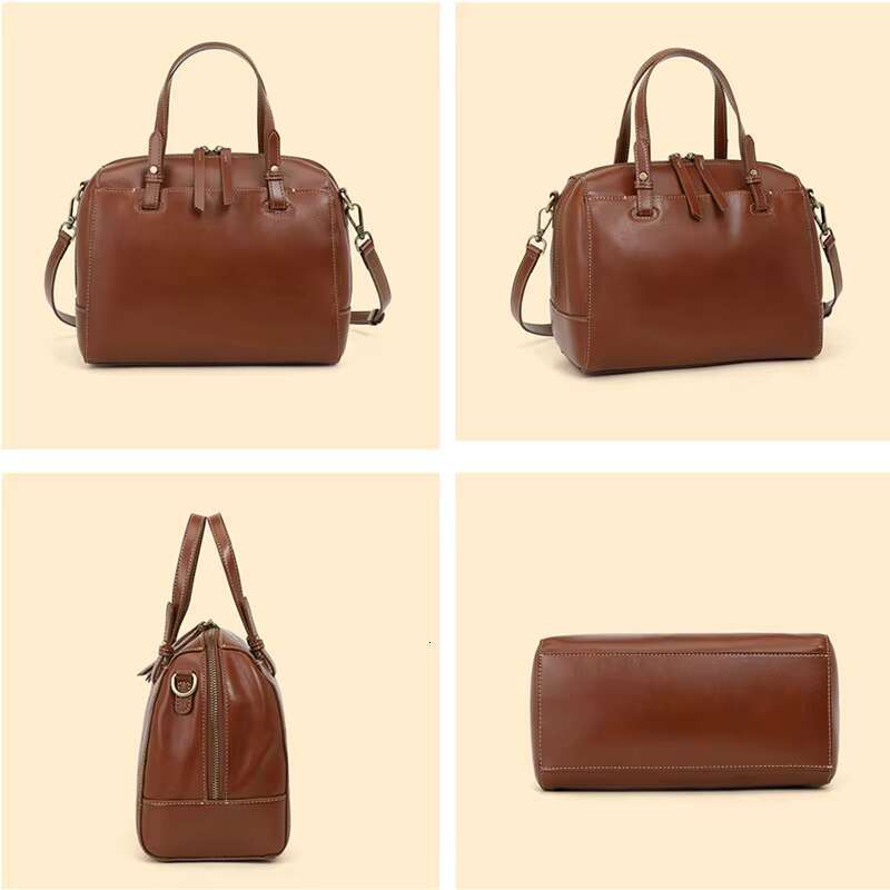 Toptrends Cow Genuine Leather Boston Small Shoulder Crossbody Bags For Women 2024 Top Handle Pillow Purses Tote Ladies Handbags