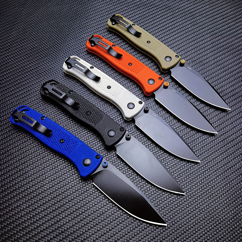Models Mini Bugout AXIS Folding Knife S V Plain Blade Grivory Handles BK