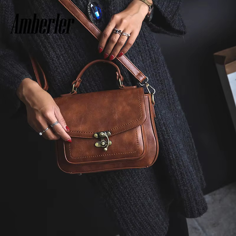 Amberler Women Shoulder PU Leather Small Handbags Famous Designer Ladies Crossbody Messenger Bags Casual Female Travel Bag