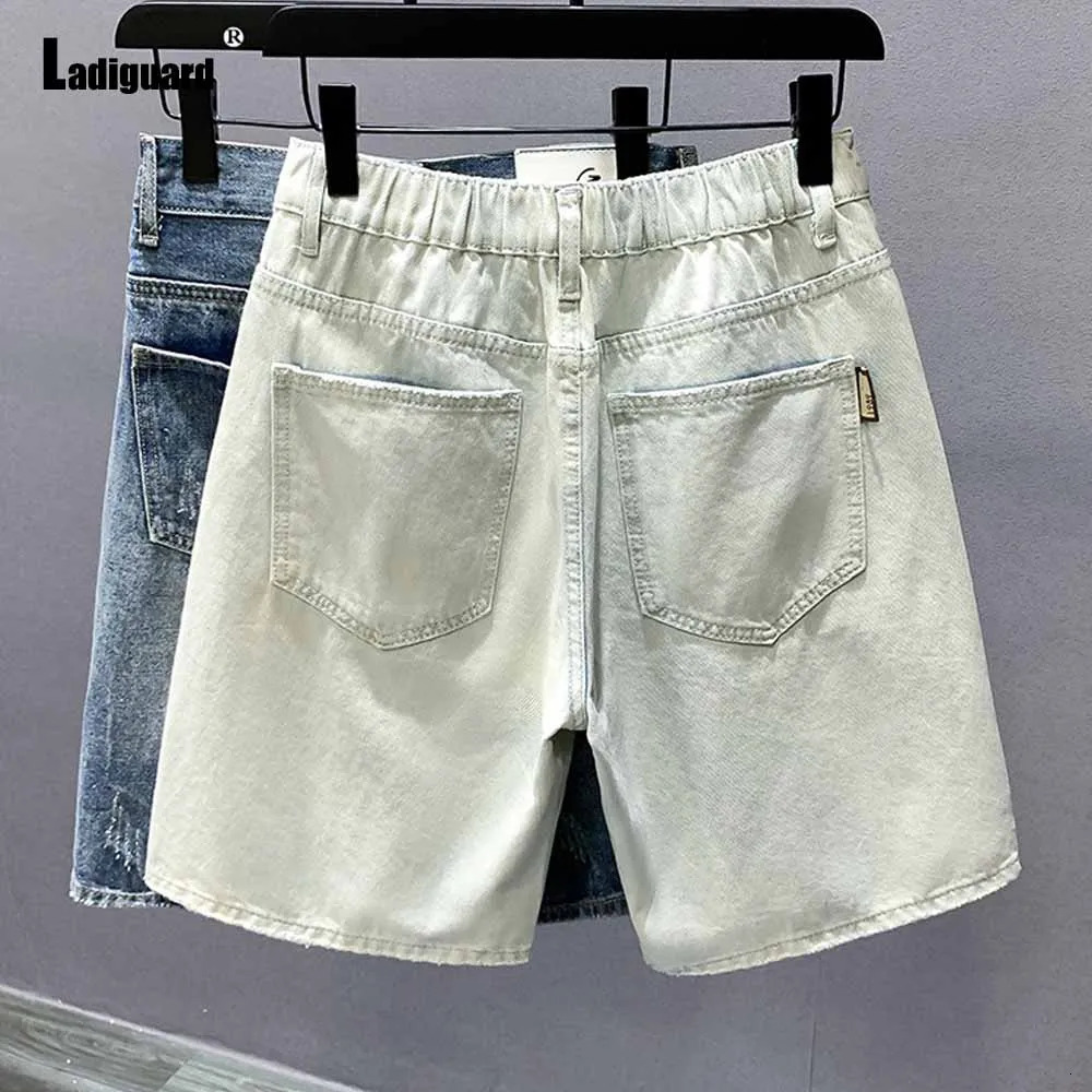 Men Vintage Ripped Demin Shorts European Fashion Zipper Pocket Short Jeans All-Match Color Letter Print Demin Shorts Hommes 250212