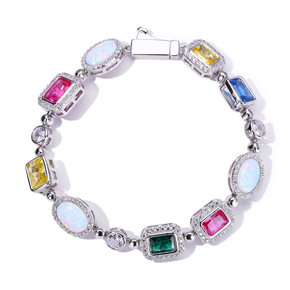 High Quality Colorful Tennis Chain Cuban Chain Necklaces Bracelet Colored Gemstone Jewelry Men Women Gift