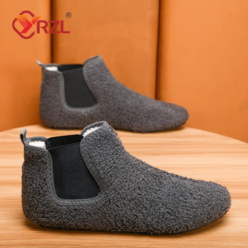 YRZL Winter Warm Cotton Shoes Men Indoor Home Slipper Thin Bottom Plush Cotton Man Casual Shoes Soft Sole Anti-slip Slippers Man 250207