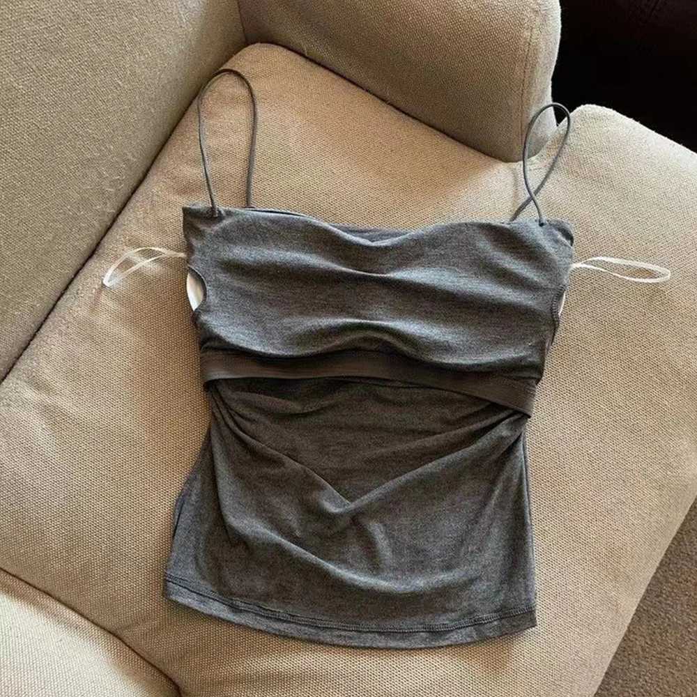 Tank Tops Women With Built In Bra Spaghetti Strap Tanks For Woman Solid Color Casual Summer Camis Fe Korean Style DropshipXJ250212