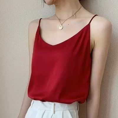 Casual Women Camis Tops Solid Spring Summer Tops Sexy V-neck Tank Tops Office Lady Top 2024 Fashion Korean Tank TopXJ250212
