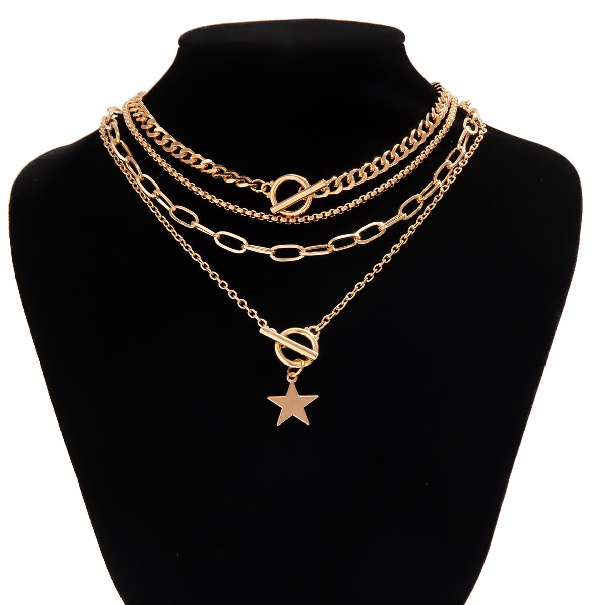 designer Layered Sweet Cool Multi layered Versatile Women's Simple Punk Star Collar Woman fashion Necklace