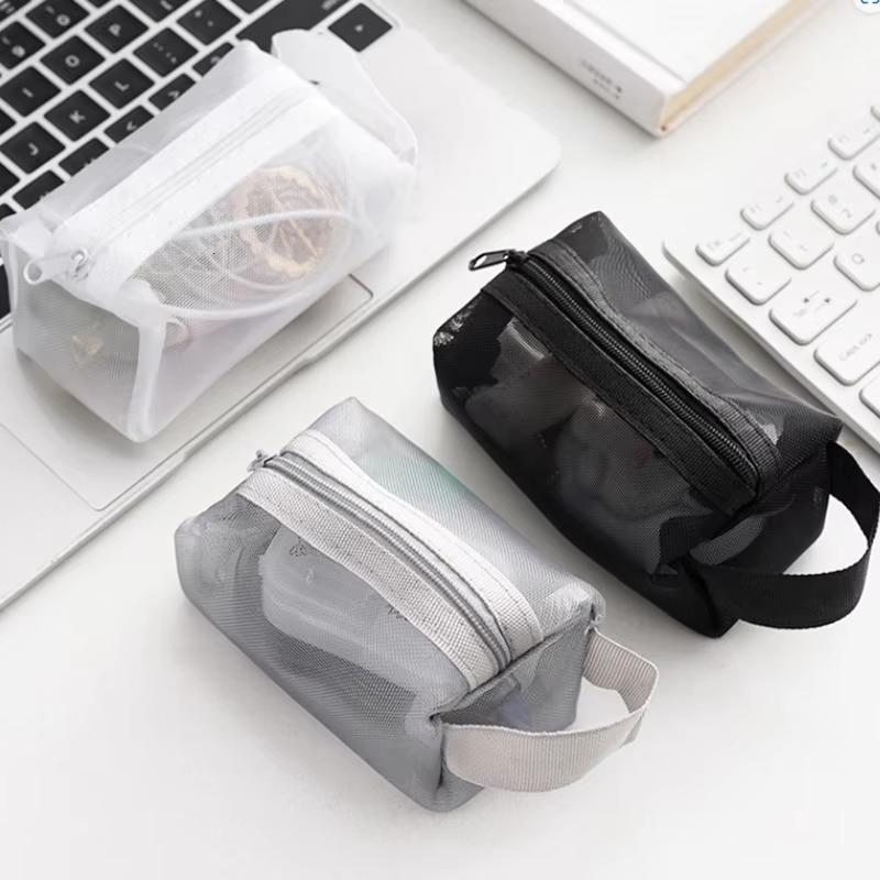 Travel Mesh Cosmetic Zipper For Women Wash Toiletry Bag Makeup Organizer Portable Storage Pouch swissmilitary