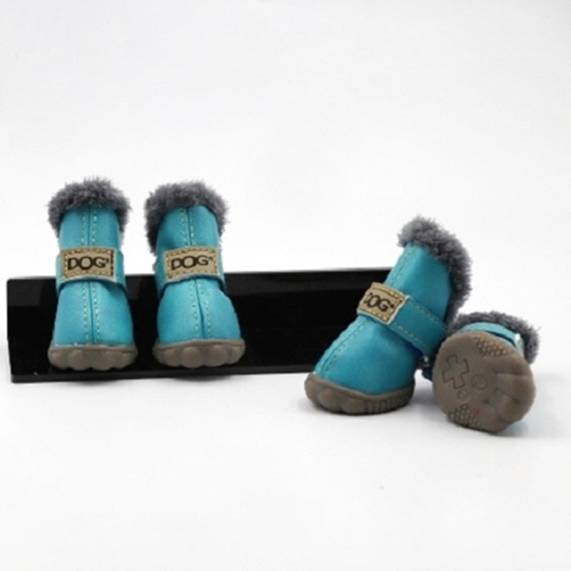 Dog shoes in 16 colors, Puppy Dog Boots Paw Protectors for Winter Snowy Day,Sole Thickened Wear-resistant, Big Logo Leather Shoes with Cotton, with Ve