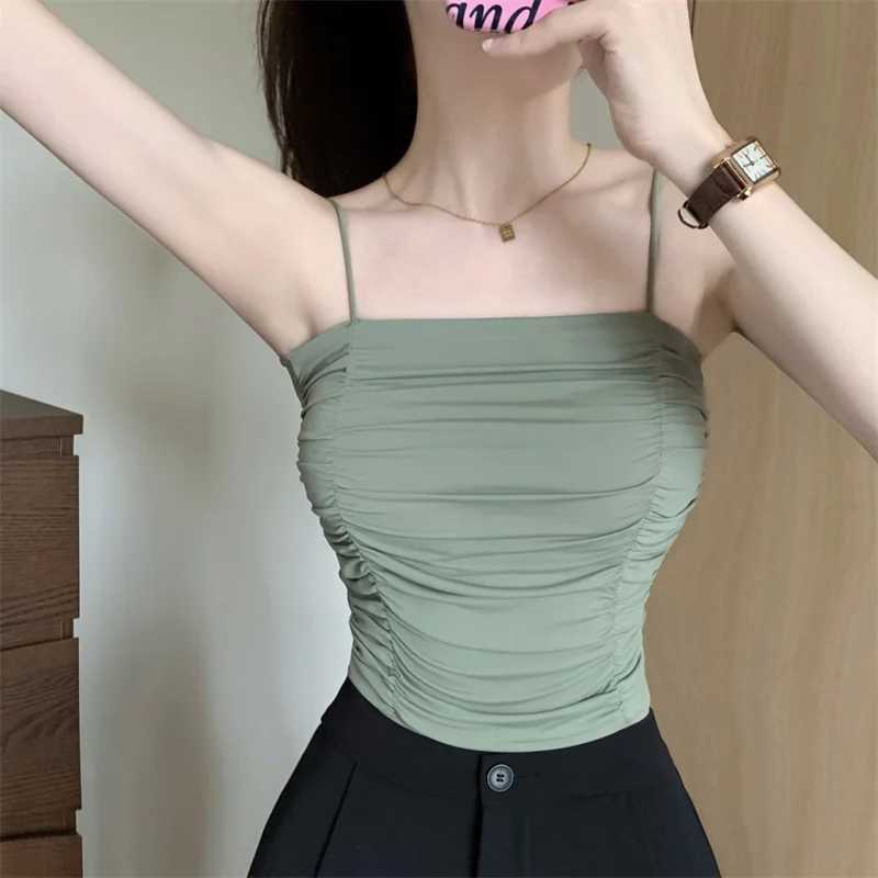 Top Women Sexy Shirts Sveless Tube Tops Girls Tops With Suspenders Lady White Camisole Padded Bras Woman Clothing Corset TopXJ250212