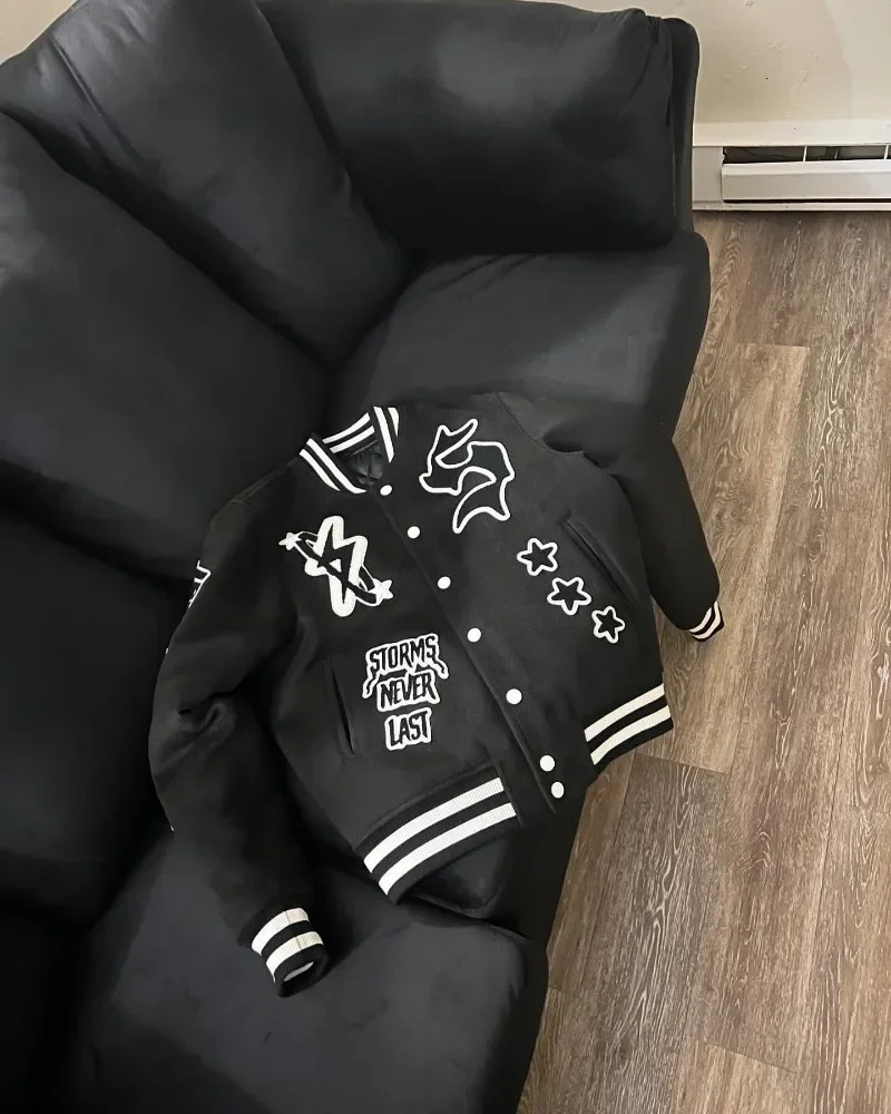 Streetwear Y2K American Trend Personality Graphics Mao Jinxiu Oversized Jacket Womens Harajuku Hip-hop Gothic Casual Joker Coat 250212