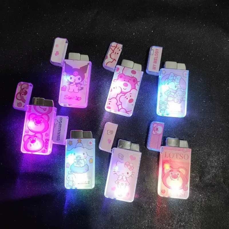KT Windproof Butane Gas Pink Flame Torch Lighter Girl Smoking Accessories Lighters Smoking With Flash Lamp Gadget For WomenT250211