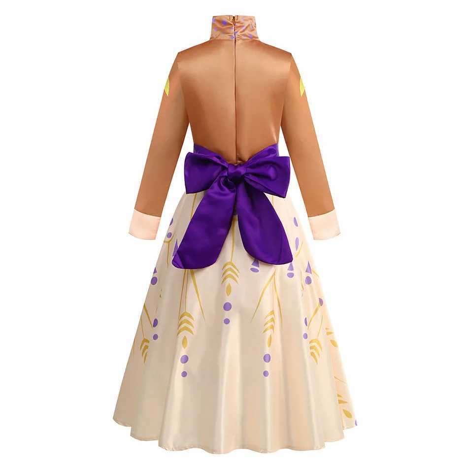 Snow Queen 2 Anna Royal Ball Gown Girls Princess Apparel Carnival Dress Cosplay Movie Costume Kids Halloween Anna VestidoXJ250117
