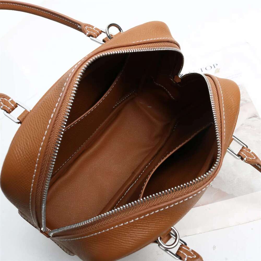 2024 New Fashion Genuine Women's Shoulder Bags Soft Leather Ladies Crossbody Bag High Quality Feather Handbags Brown