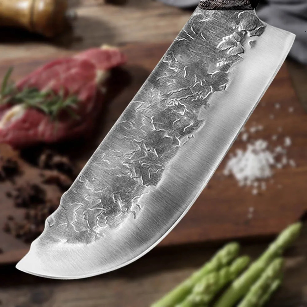 8 inch Handmade Forged Kitchen Knife Butcher Meat Chopping Cleaver Chinese Chef Knife 5CR15 Stainless Steel Machete 250211