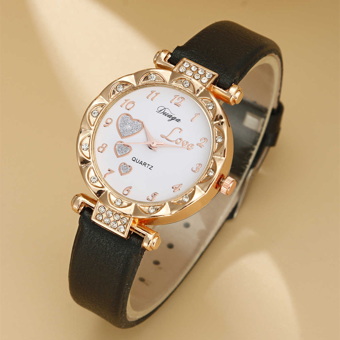 2024 New European Sweet Round Dial Matte Belt Watch Pearl Butterfly Jewelry Set W250212