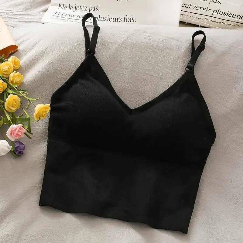 Womens Sports Tops Sexy Tank Top Women Built In Bra Solid Color Camis for Women Crop Top Off Shoulder Sveless CamisoleXJ250212
