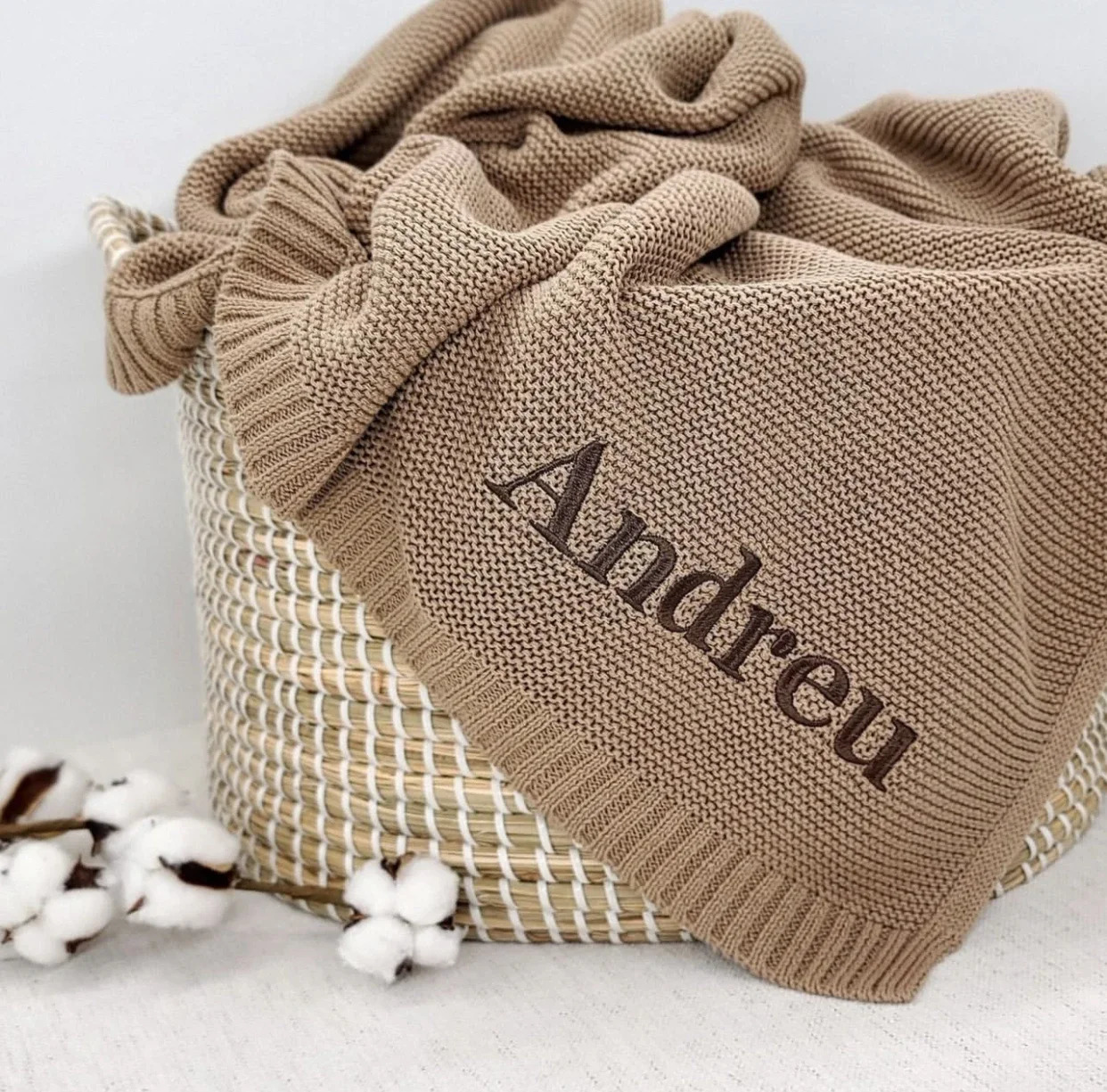 Personalized Baby gifts swaddle Blanket with Name Custom Knited with Embroidery name Baby born kids girls boys 250208