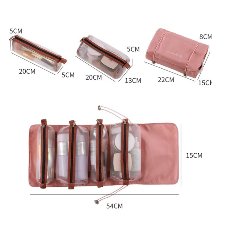 In 1 Detachable Makeup Women Zipper Mesh Large Capacity Cosmetics Pouch Foldable Portable Travel Wash Storage Bag swissmilitary