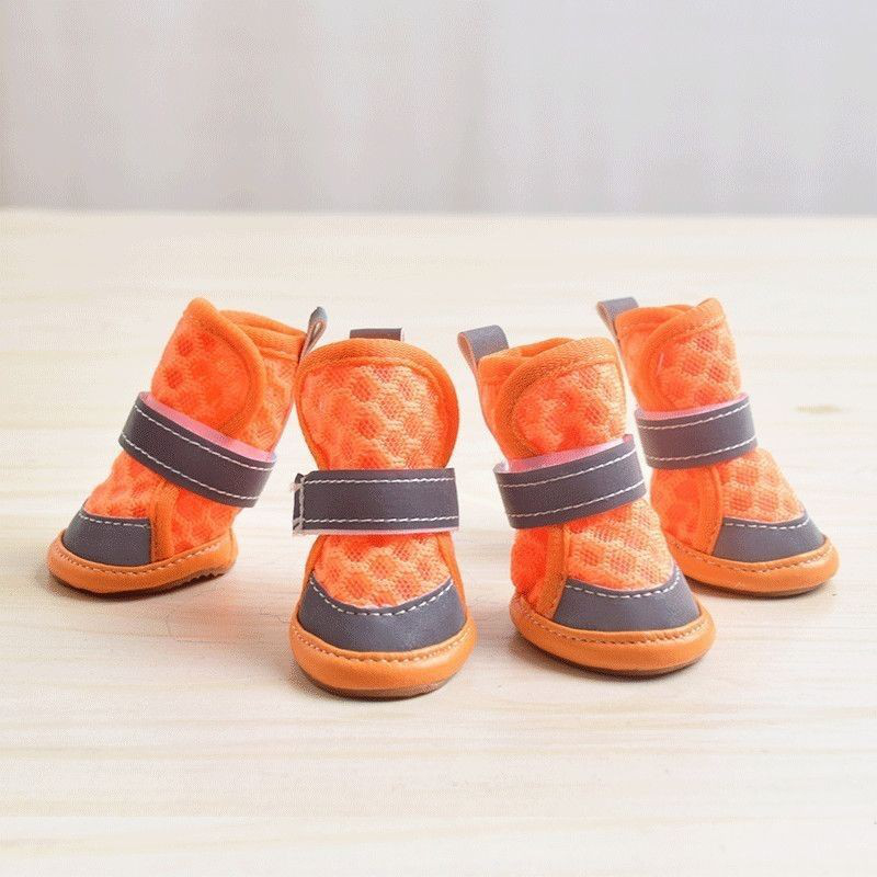 Dog Shoes for Small Dogs, Puppy Dog Boots Paw Protectors for Summer Hot Pavement, Hexagons are more breathable, Anti Slip Sole,with reflective strips 